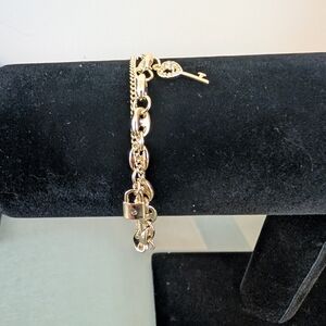 Gold Plated Key and Lock Bracelet